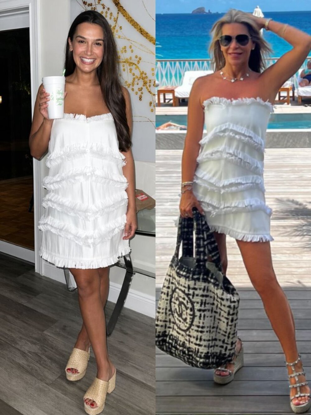 Alexis Fione Dress White Raffia Fringe Strapless‎ Mini Size L - Picture 14 of 14